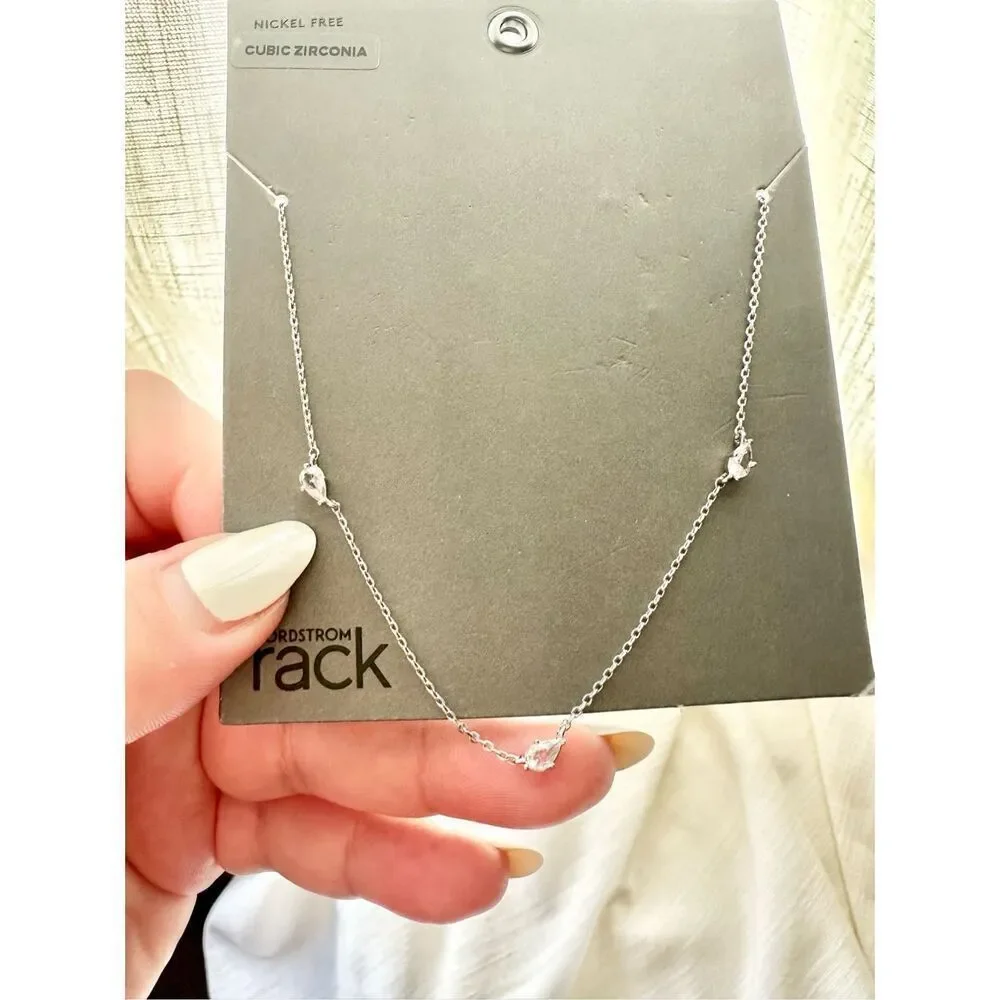 Nordstrom Cubic zirconia delicate triple pair cut necklace ￼